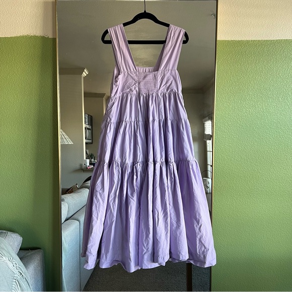 Anthropologie The Helena Square-Neck
Tiered Midi Dress: Smocked in purple - Picture 12 of 13